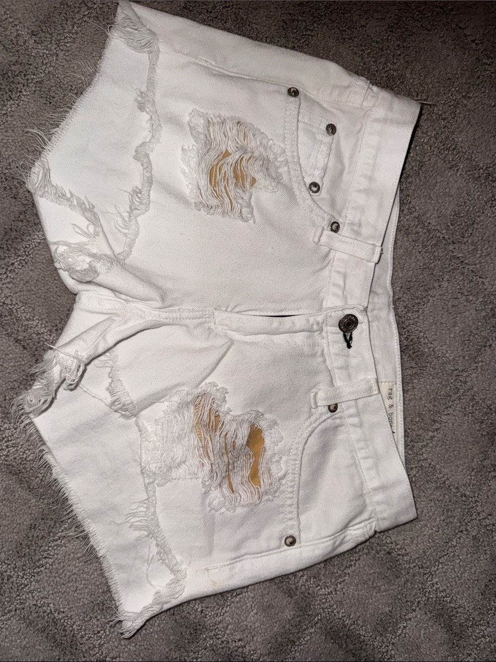 rag & bone White Distressed Denim Cutoff Shorts